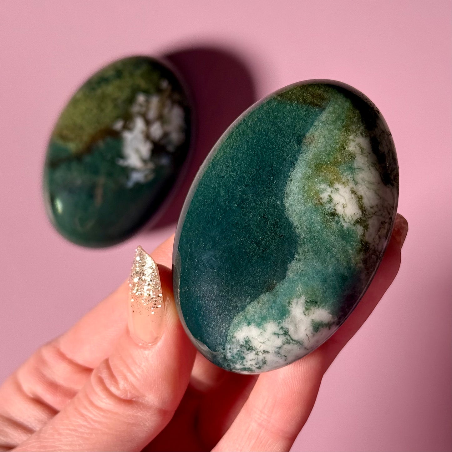 Moss Agate Palm Stone