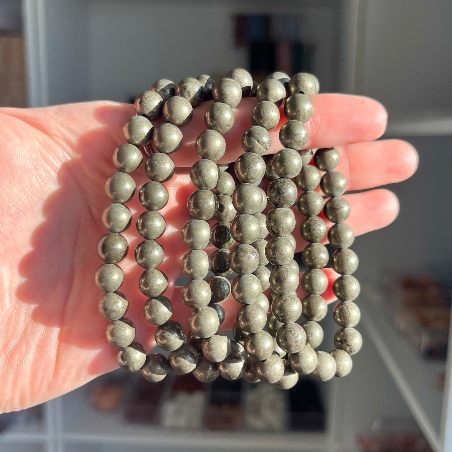 8mm Natural Pyrite Bracelet