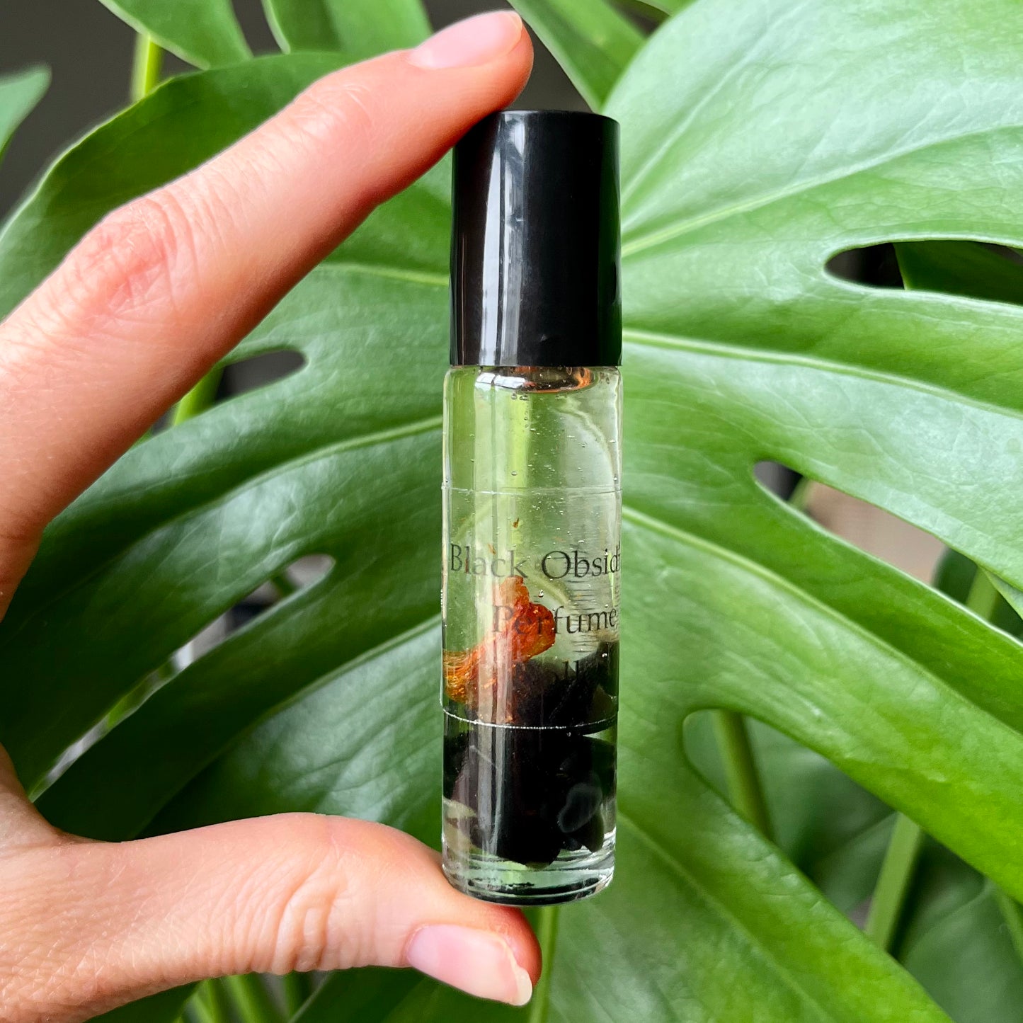 All natural, handmade Obsidian Cyrstal Perfume Roller