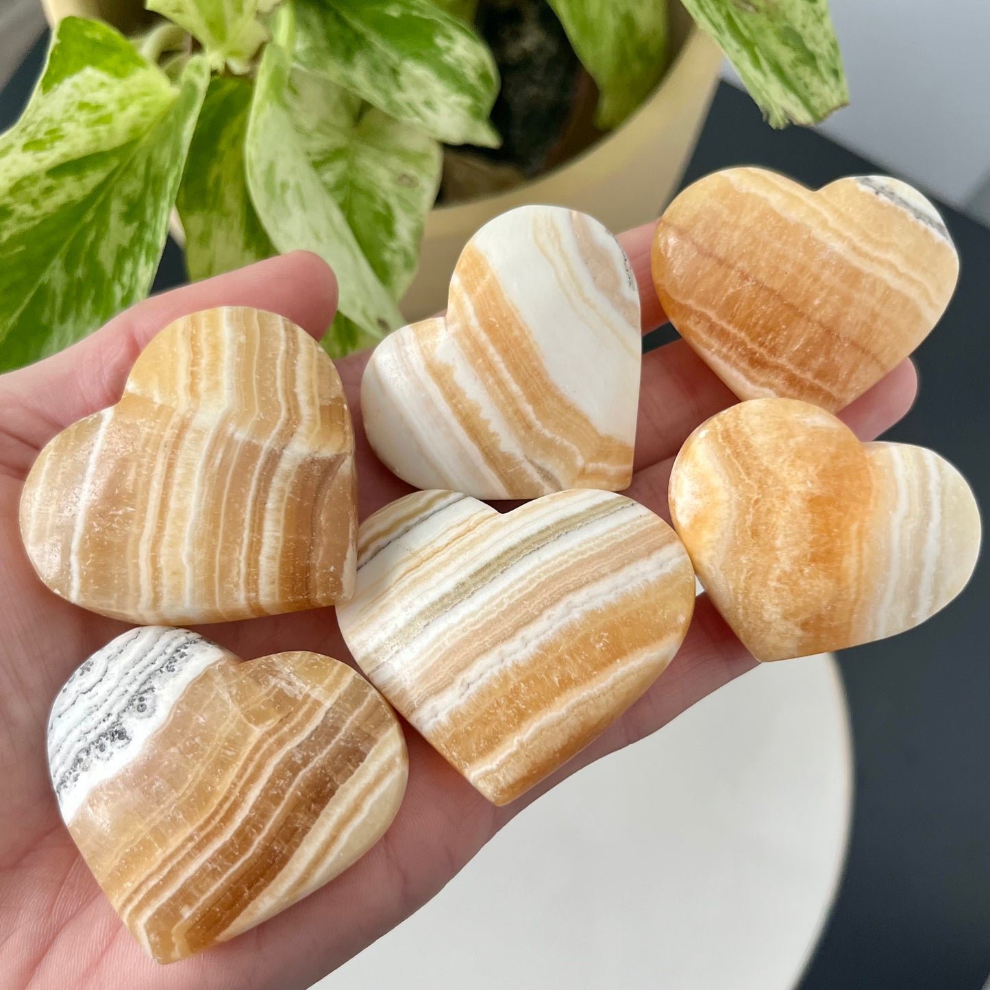 Natural Orange Calcite Crystal Carving Heart
