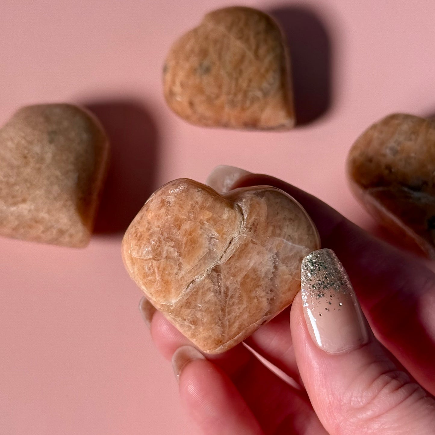 Peach Moonstone Heart