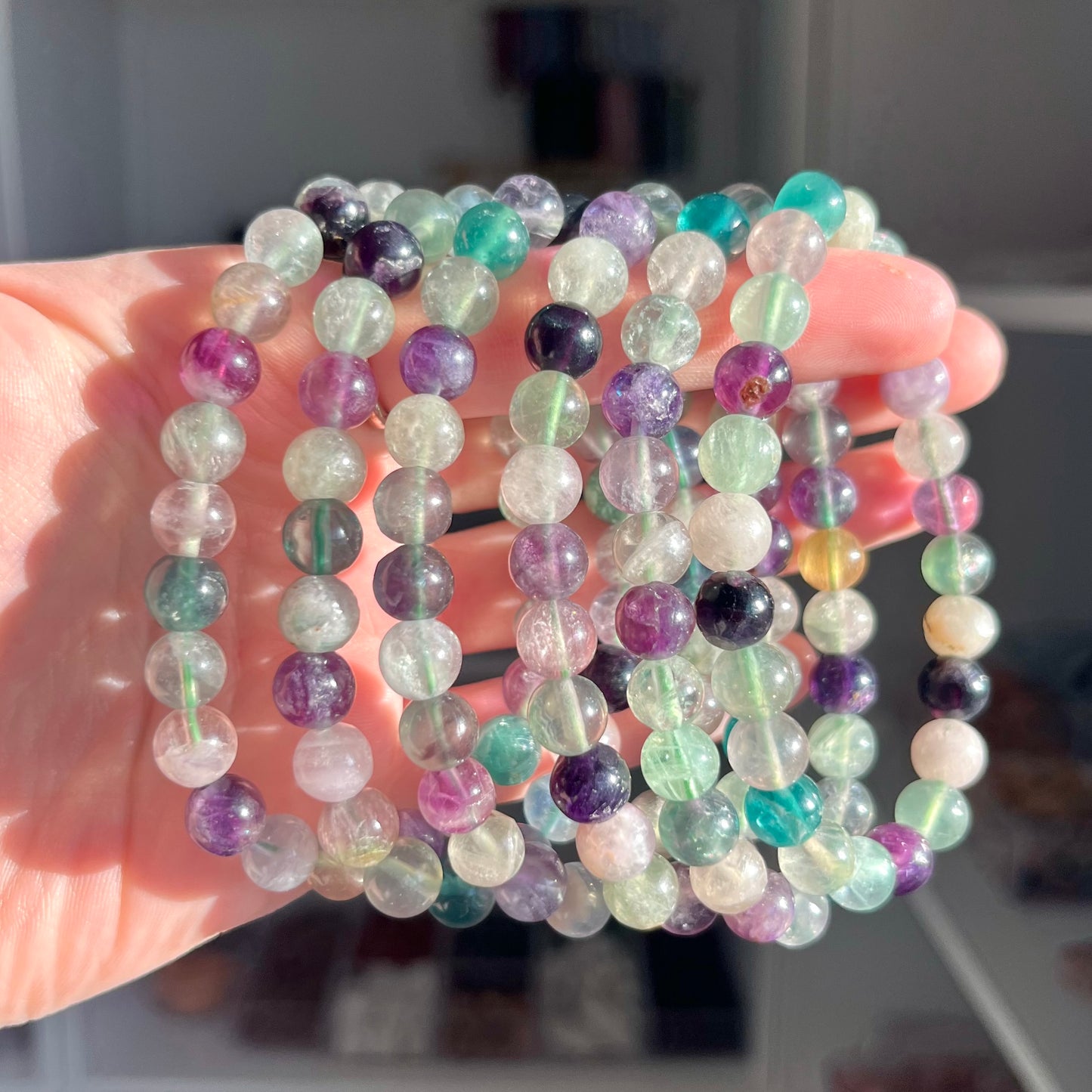 Natural Flower Agate Crystal Bracelet 8mm