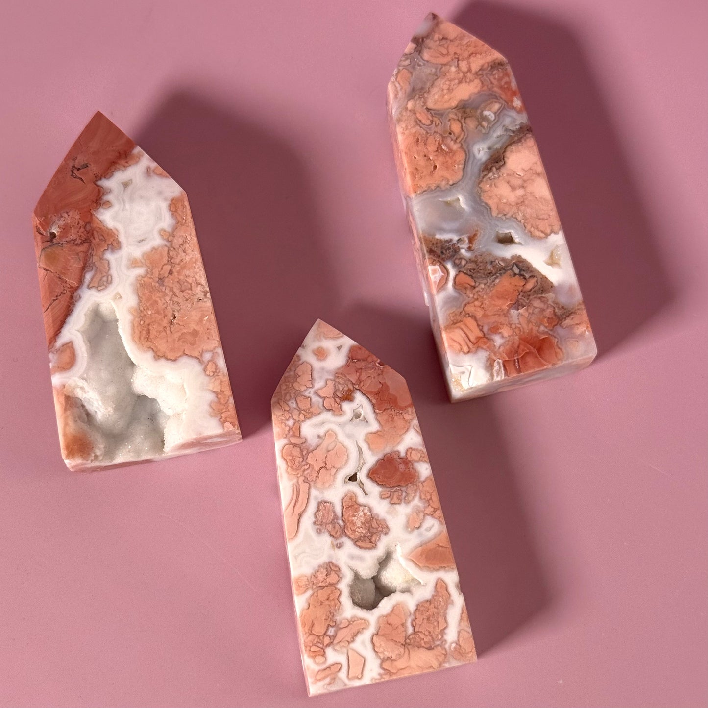 Pink Agate Four Sided Tower