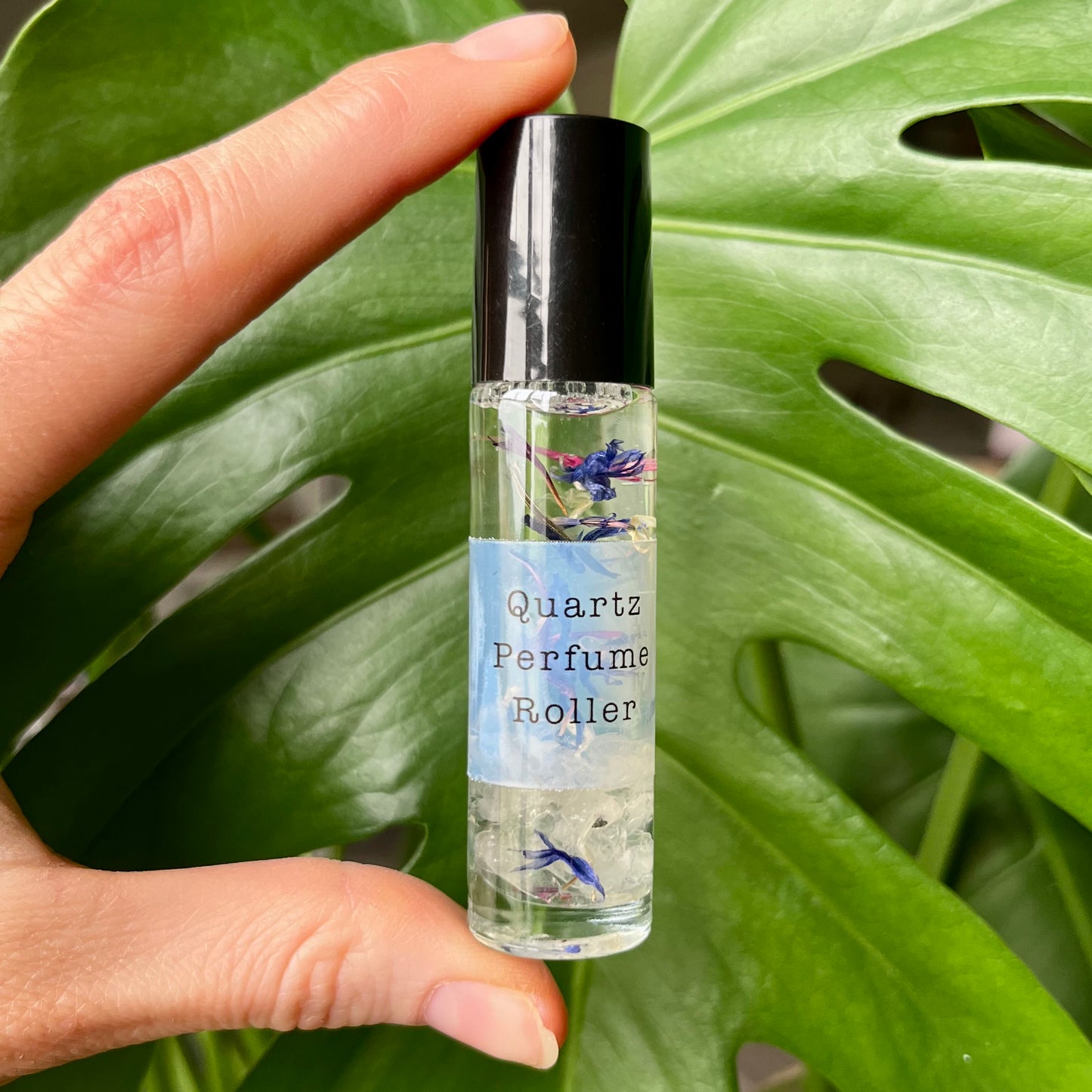 Natural and organic quartz Moonstone Crystal Infused Perfume Roller