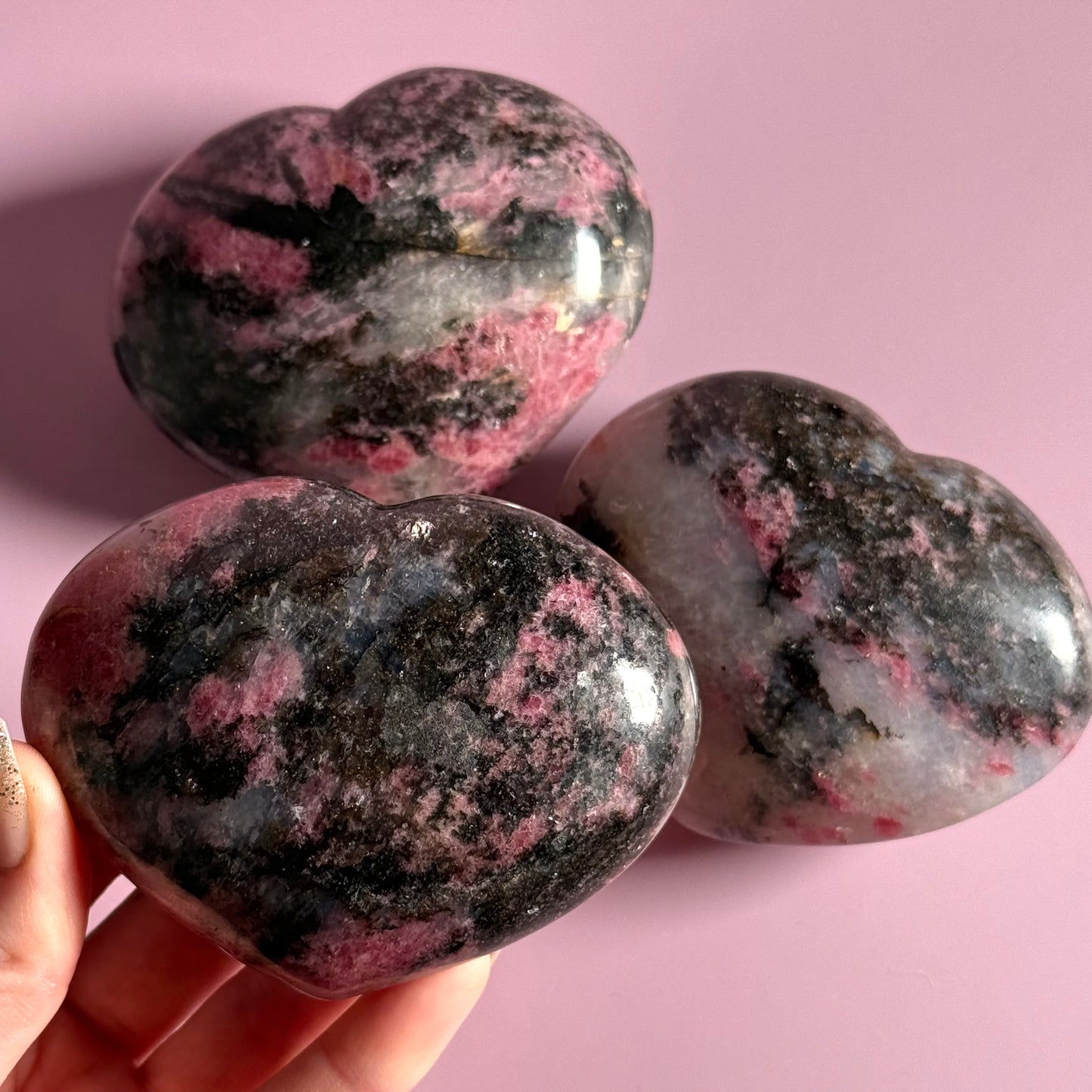 Rhodonite Quartz Large Heart