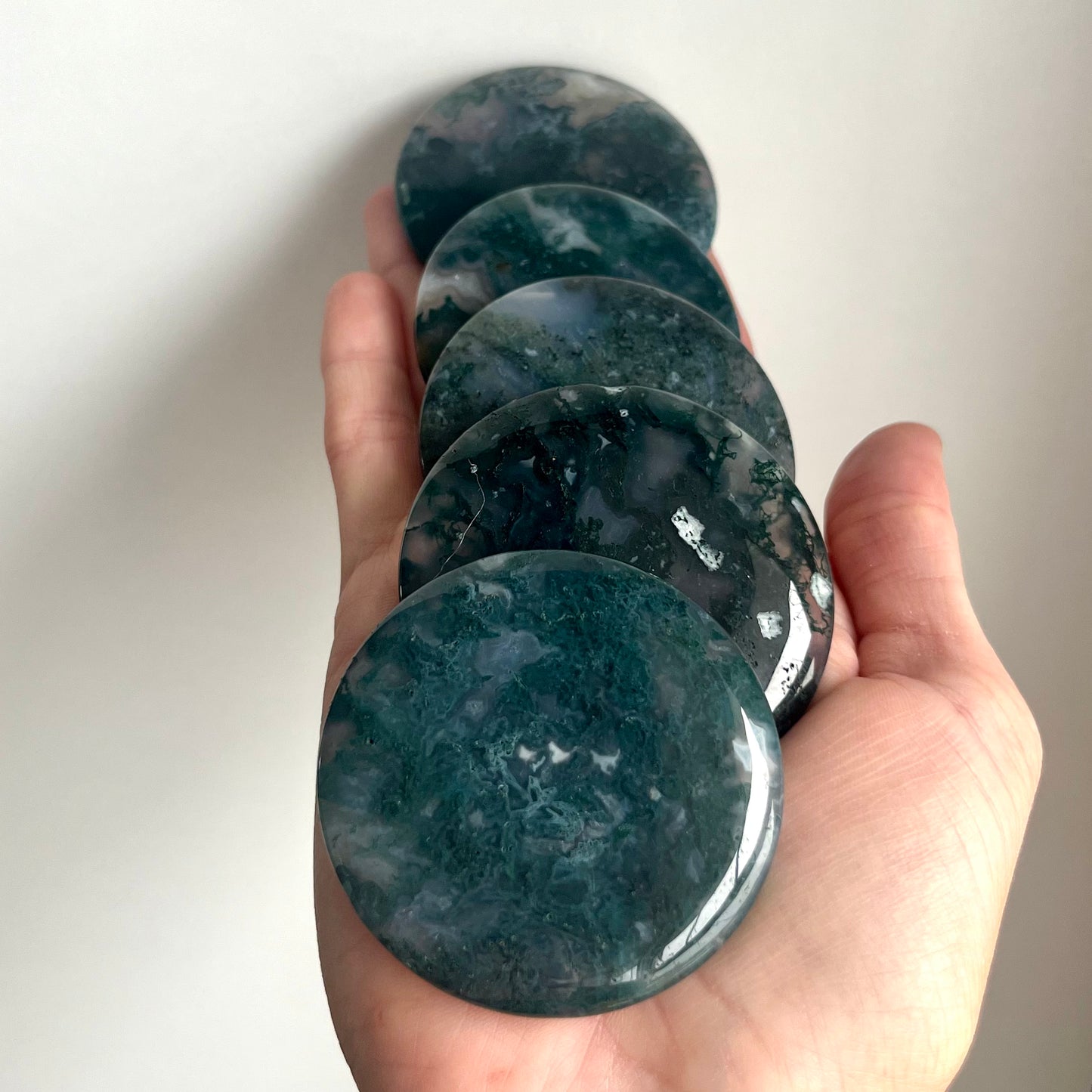 Moss Agate Flat Stone Natural Crystal and Formations