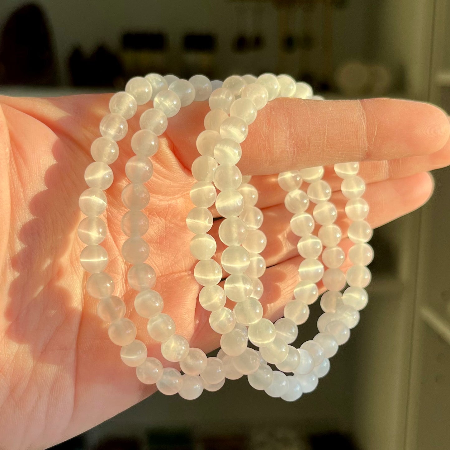 Selenite Satin Spar 6mm Crystal Bracelet