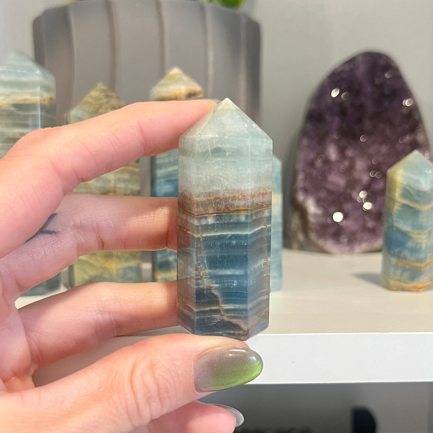Lemurian Aquatine Calcite Tower
