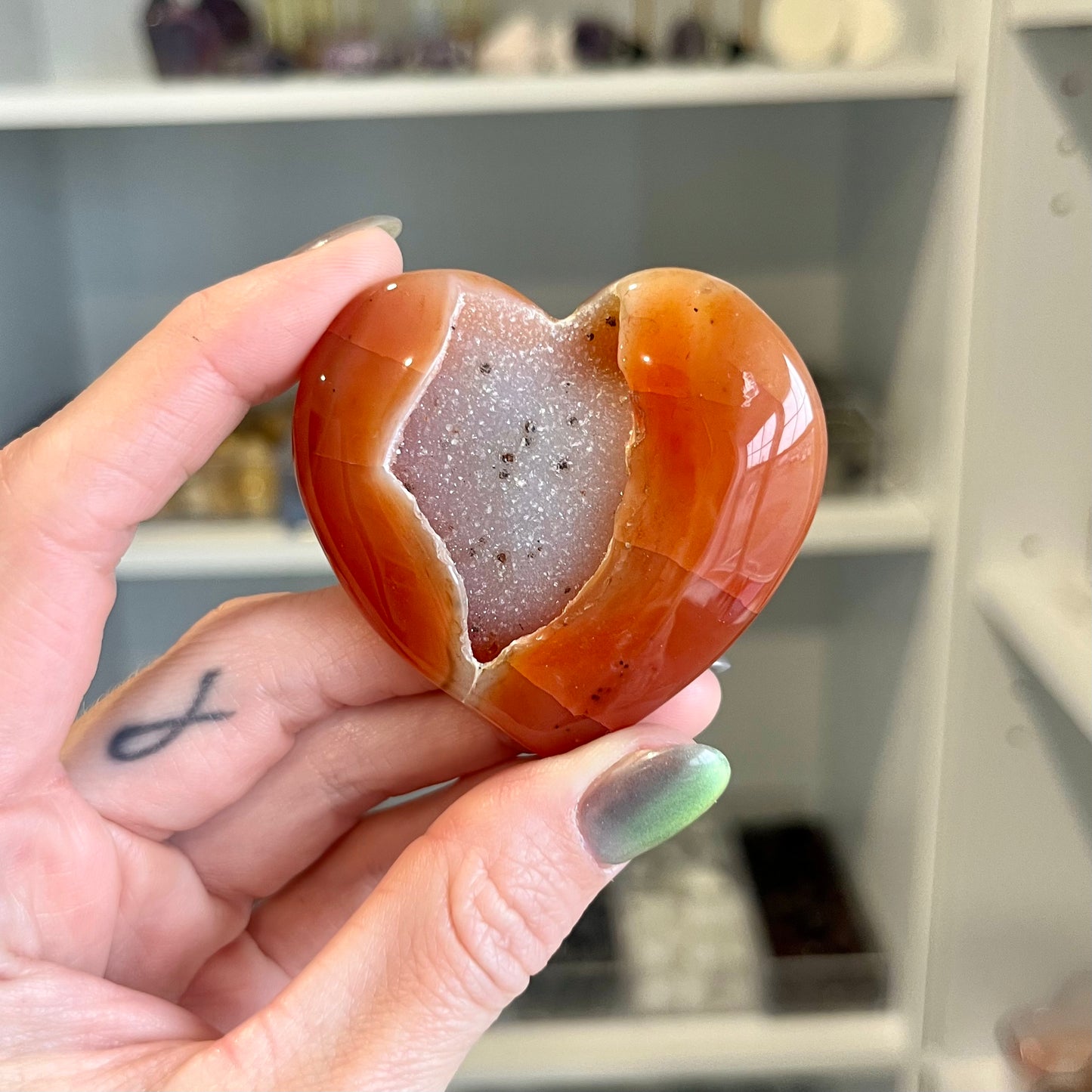 Carnelian Druzy Heart