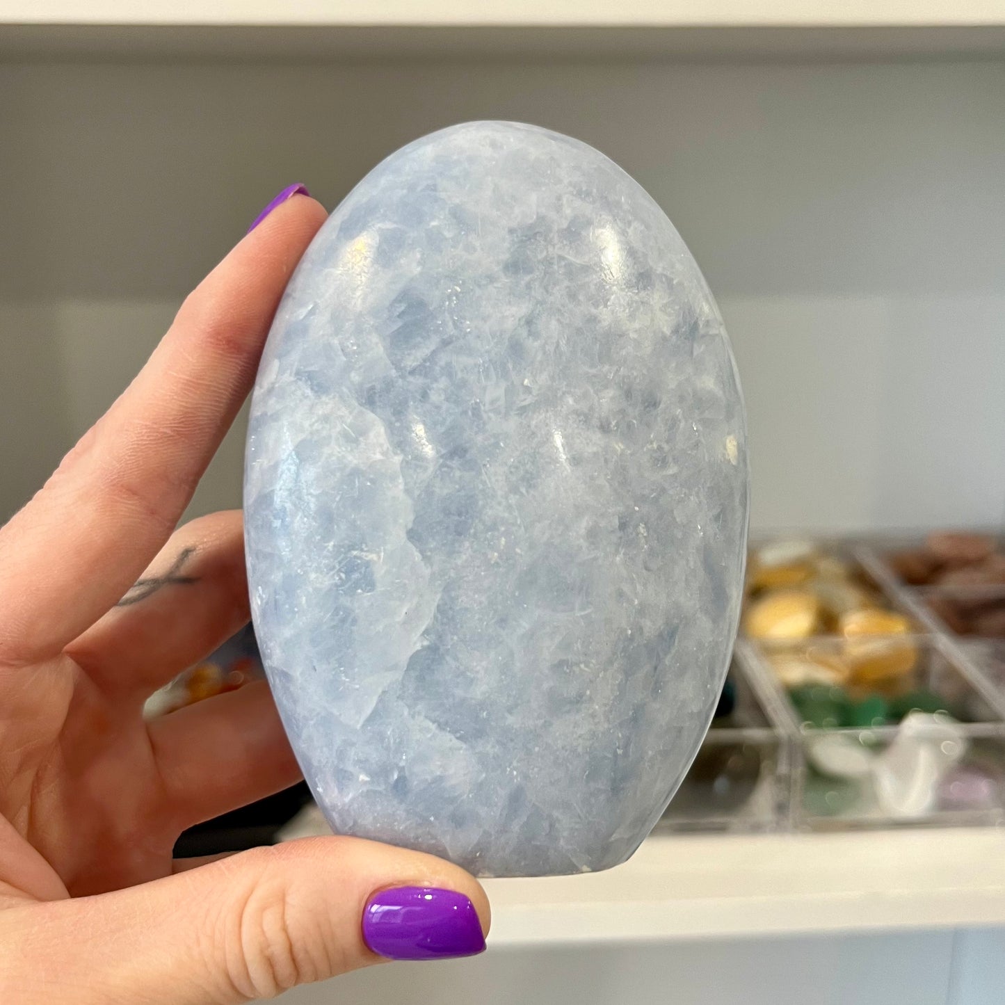 Blue Calcite Polished Cut Base