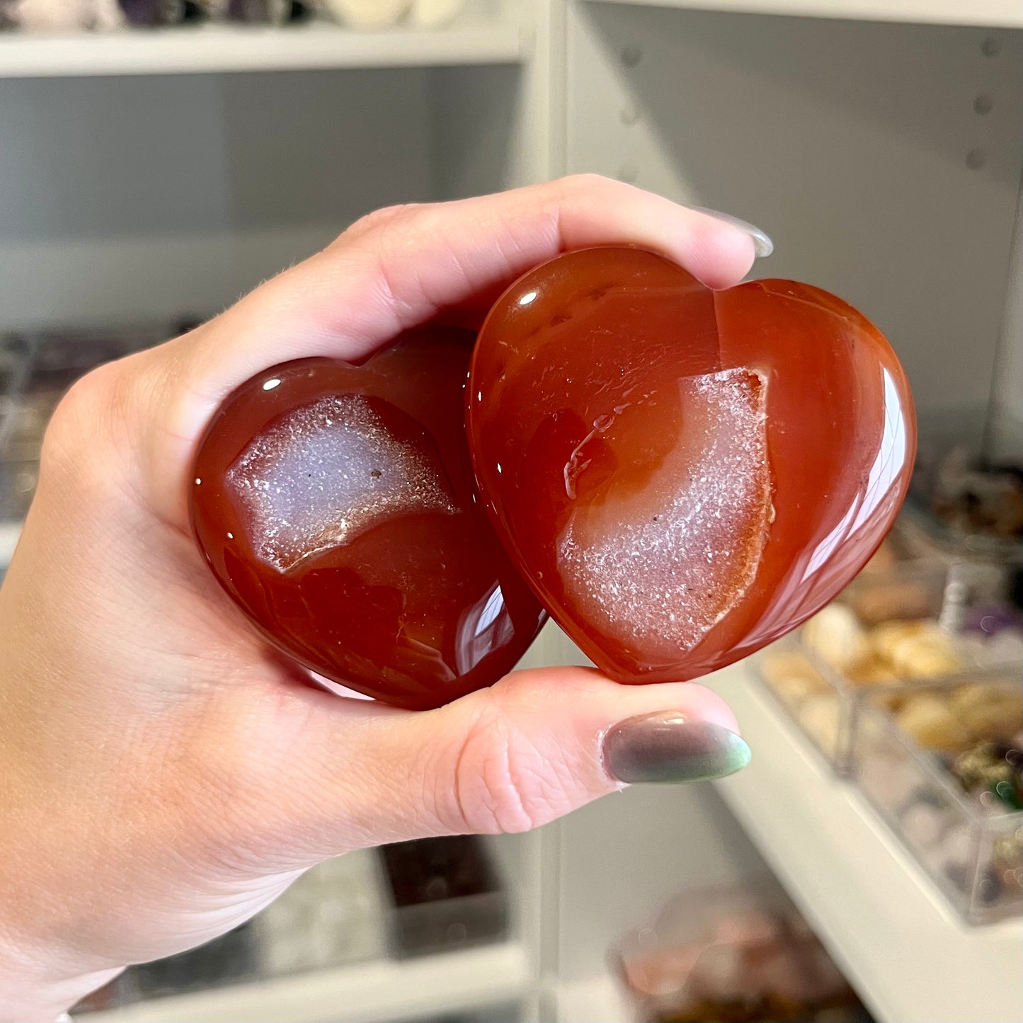 Carnelian Druzy Heart