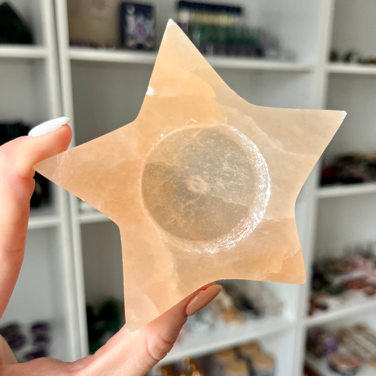 *Imperfect* Peach Selenite Tea Candle Holder