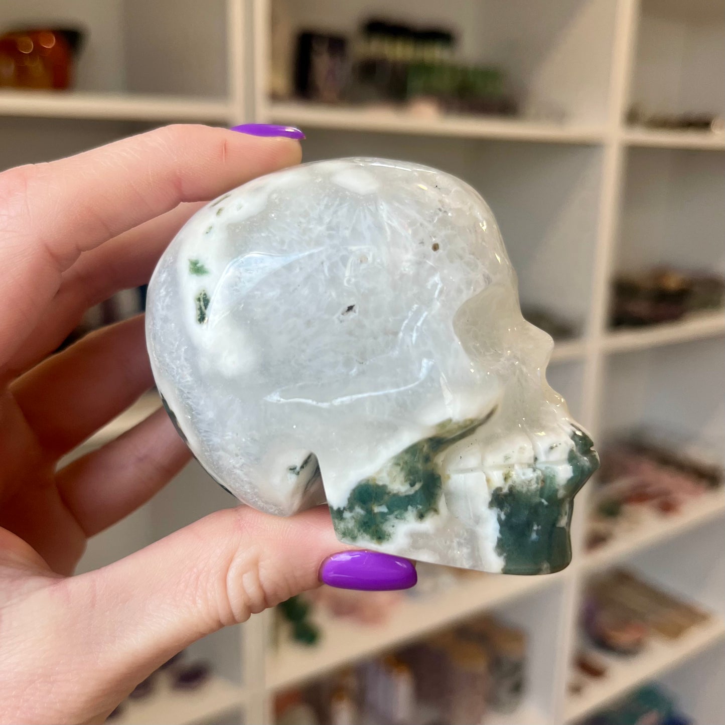 Moss Agate Skull