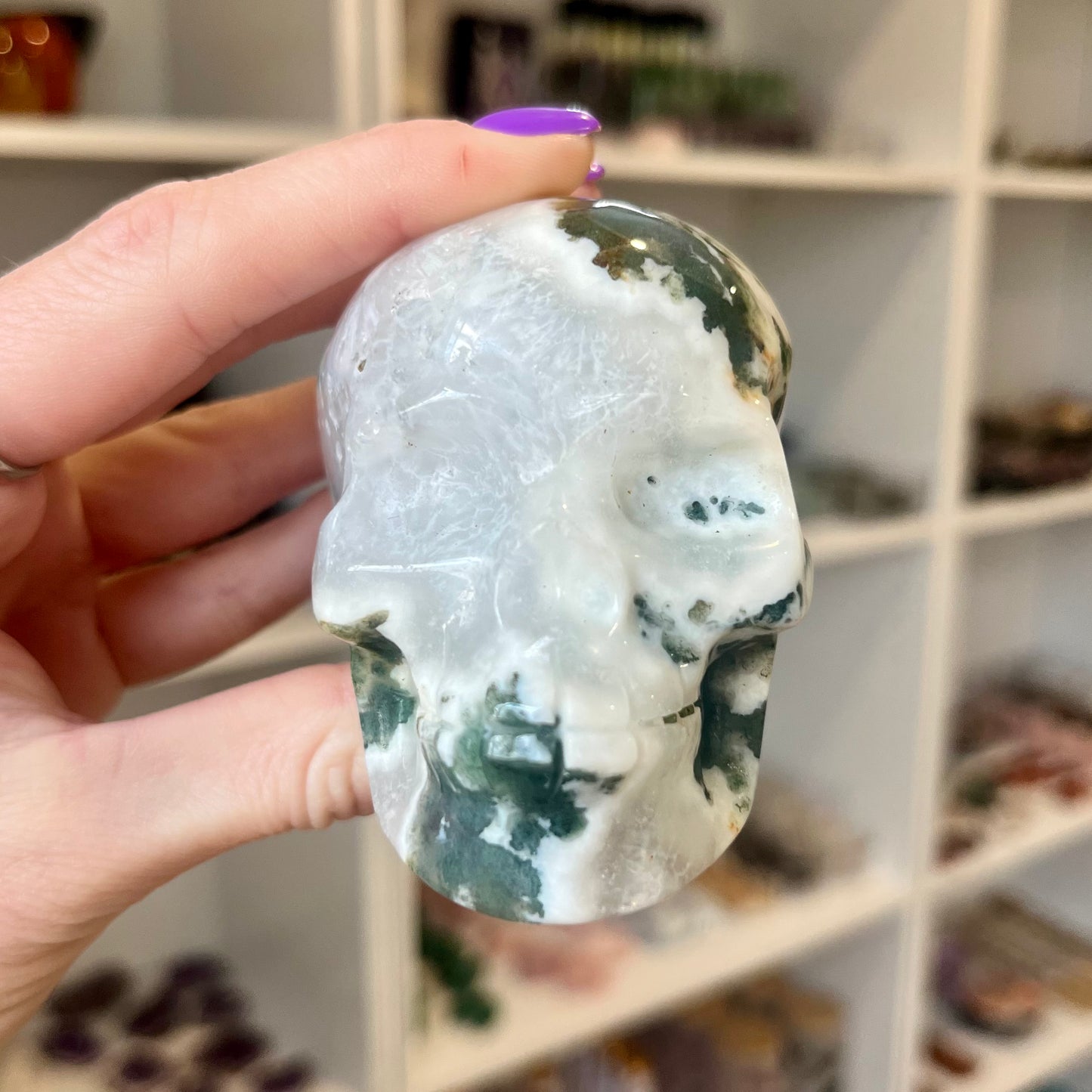Moss Agate Skull