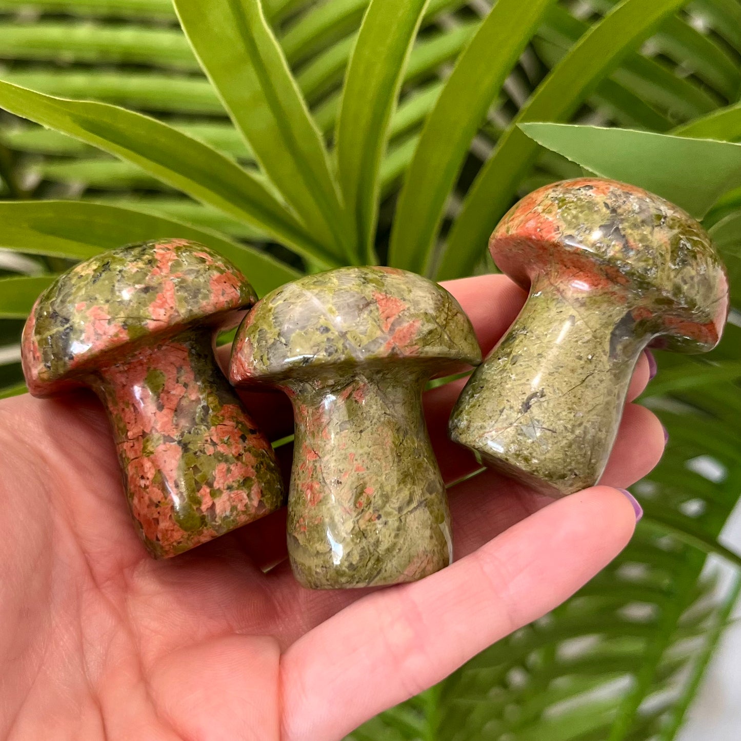 Unakite Unique Large Crystal Mushroom Carving