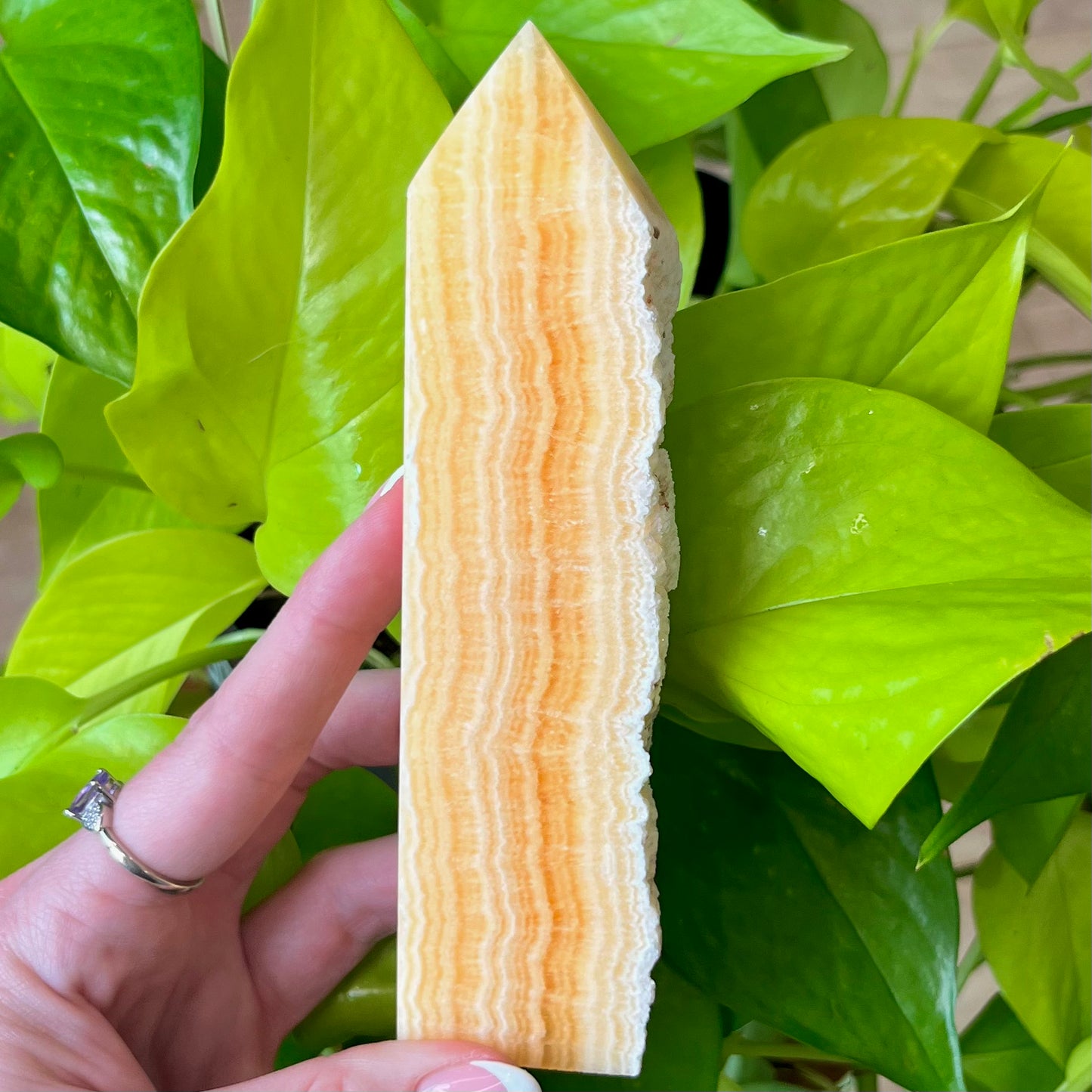 Yellow Calcite Semi Polished Tower