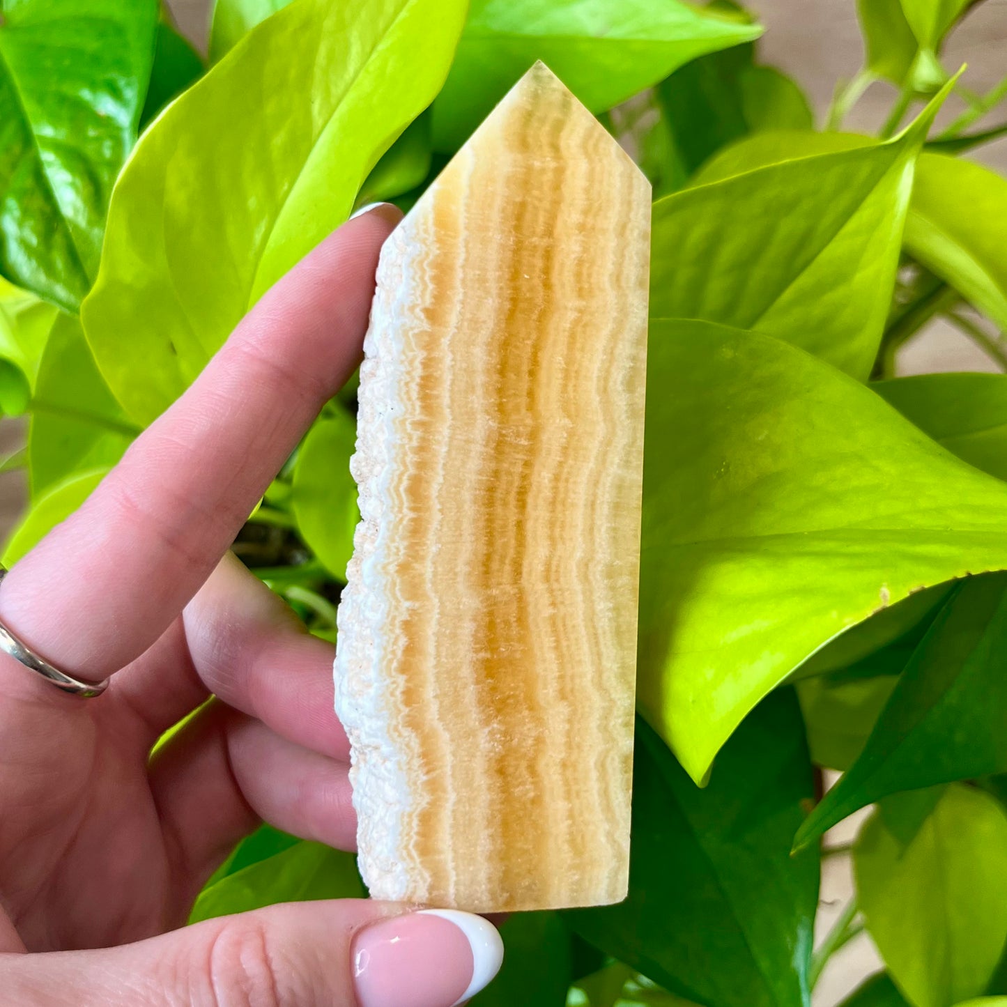 Yellow Calcite Semi Polished Tower