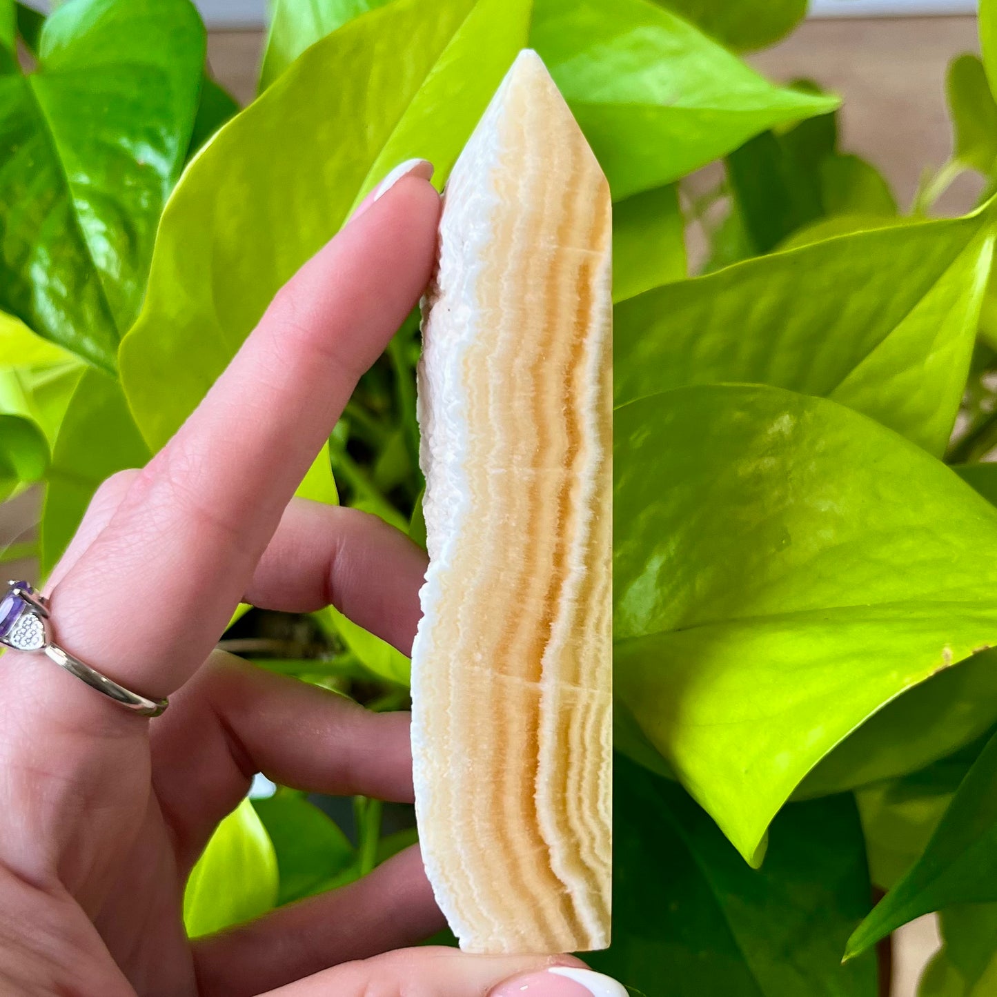Yellow Calcite Semi Polished Tower