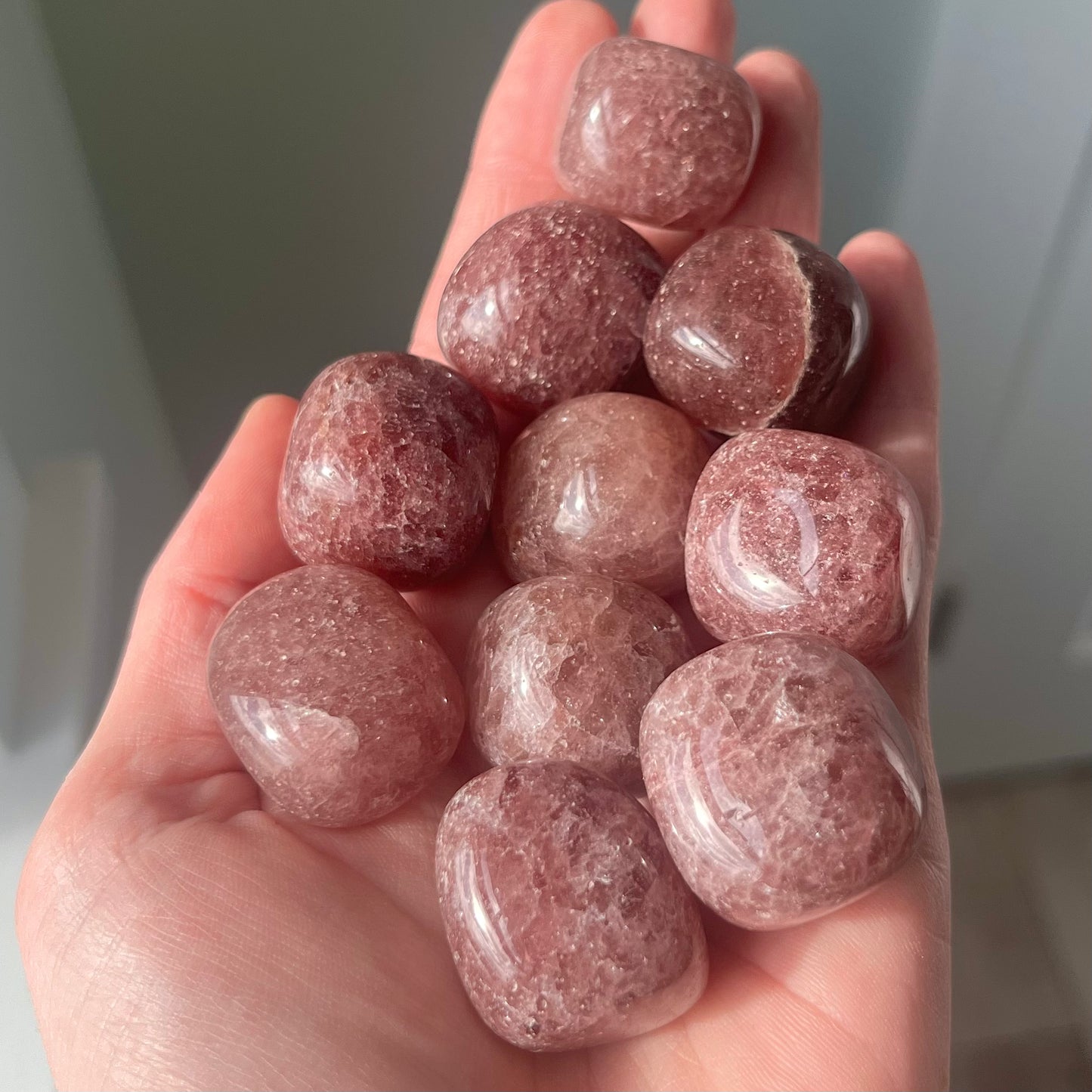 Natural Strawberry Quartz Crystal Tumble