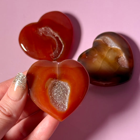 Carnelian Druzy Heart