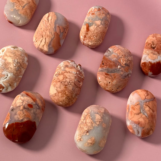 Pink Agate Palm Stone