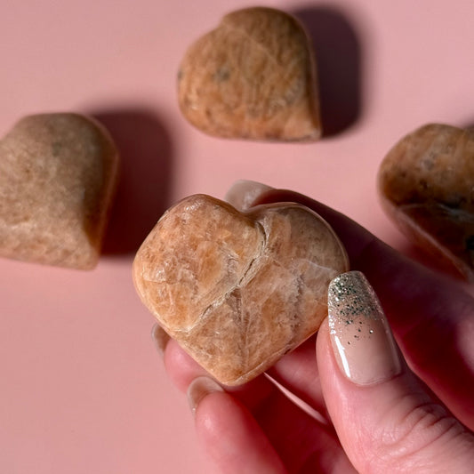 Peach Moonstone Heart