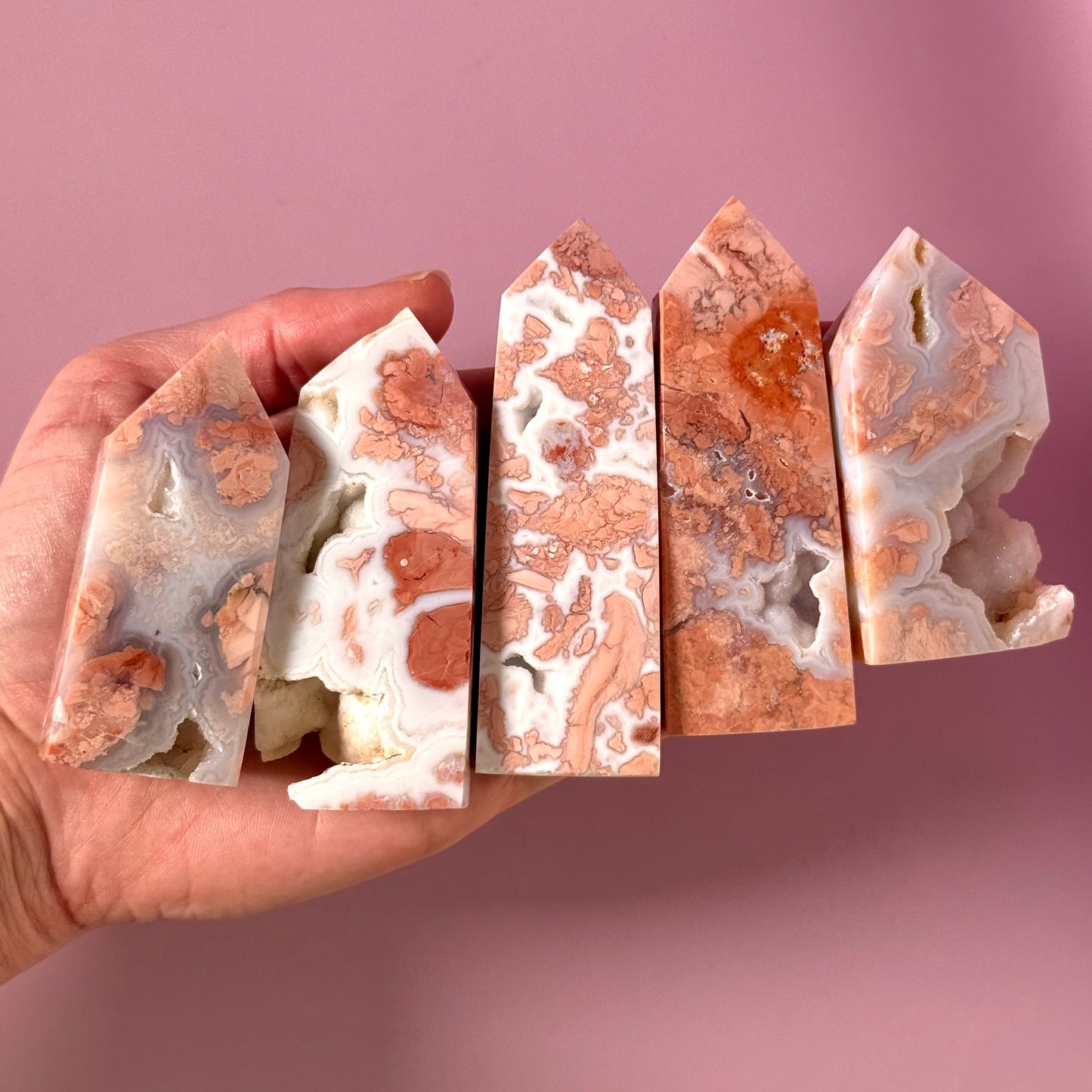 Pink Agate Four Sided Tower