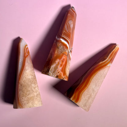 Carnelian Faceted Points