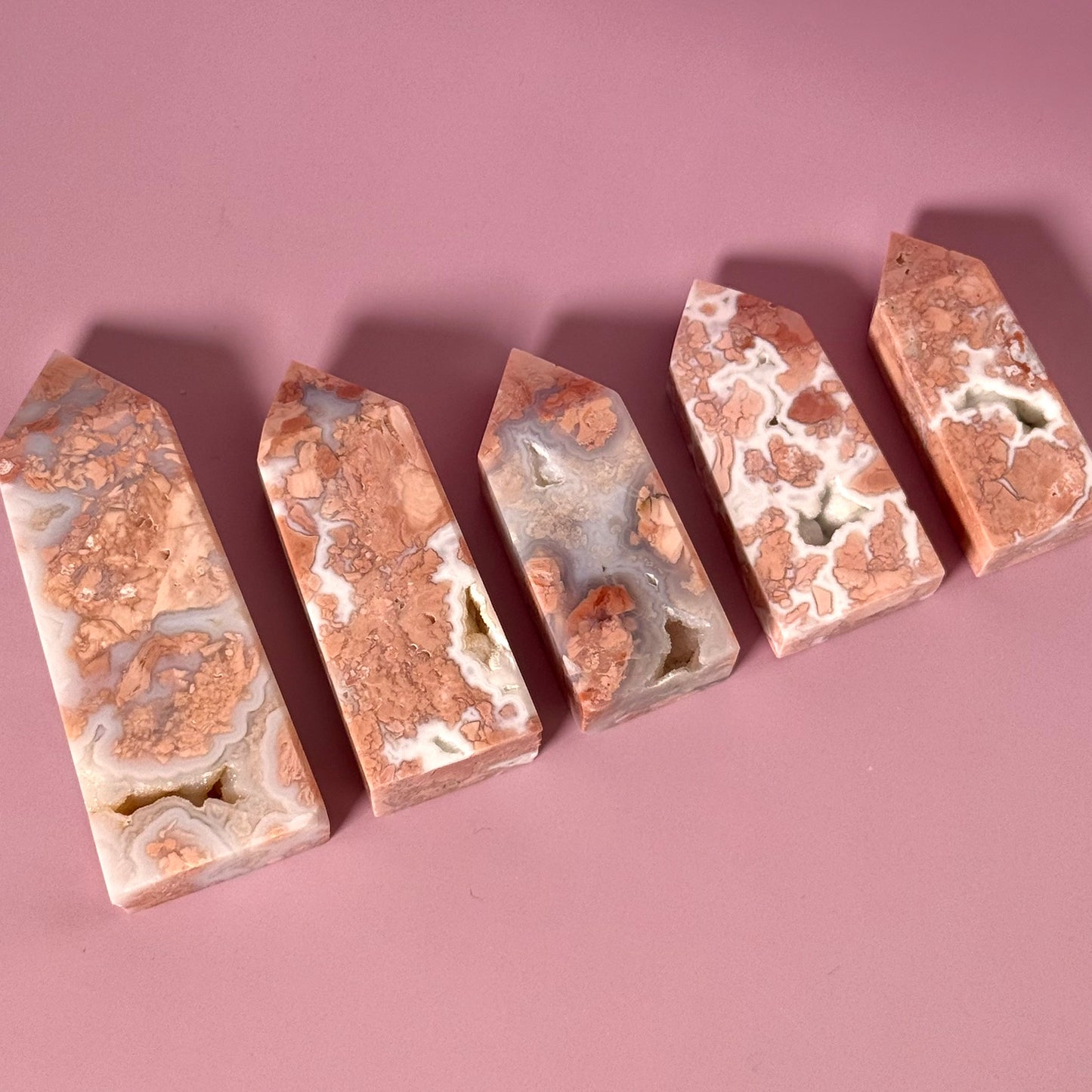 Pink Agate Four Sided Tower