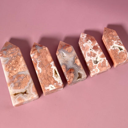 Pink Agate Four Sided Tower