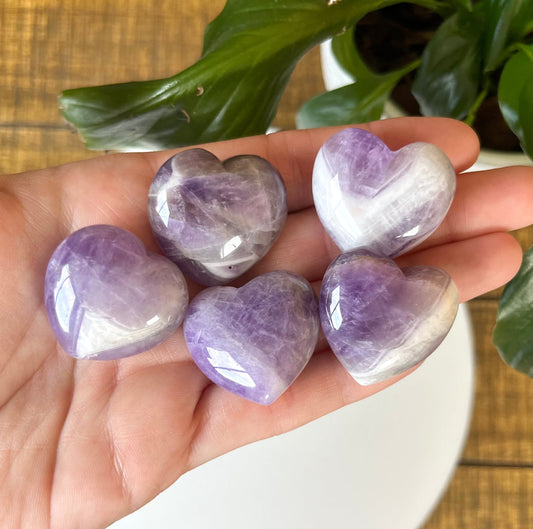 Chevron Amethyst Crystal Heart Carving
