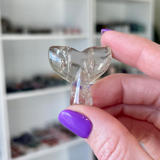 Smoky Quartz Mermaid Whale Tail Crystal Carving