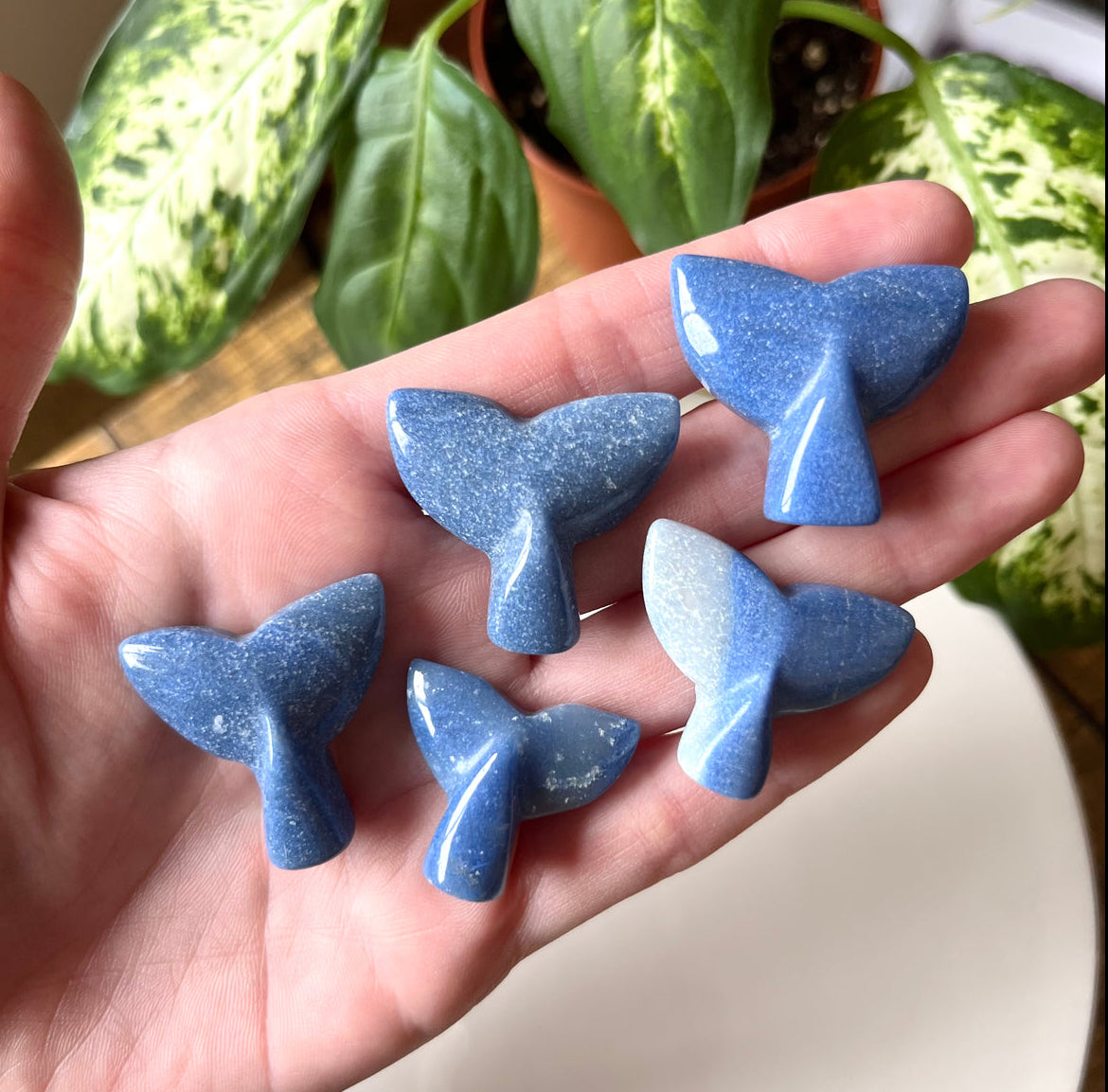 Blue Quartz Whale/Mermaid Tale Crystal Carving