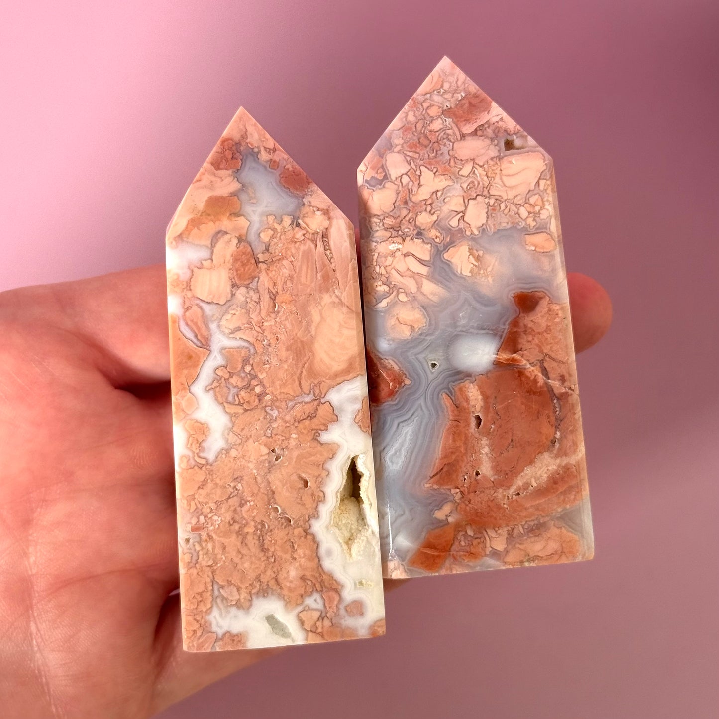 Pink Agate Four Sided Tower