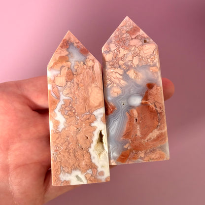 Pink Agate Four Sided Tower