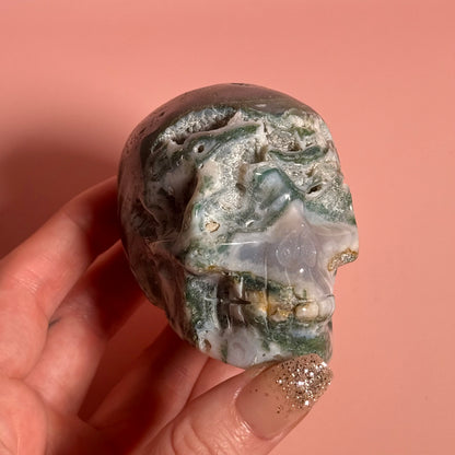 Moss Agate Skull