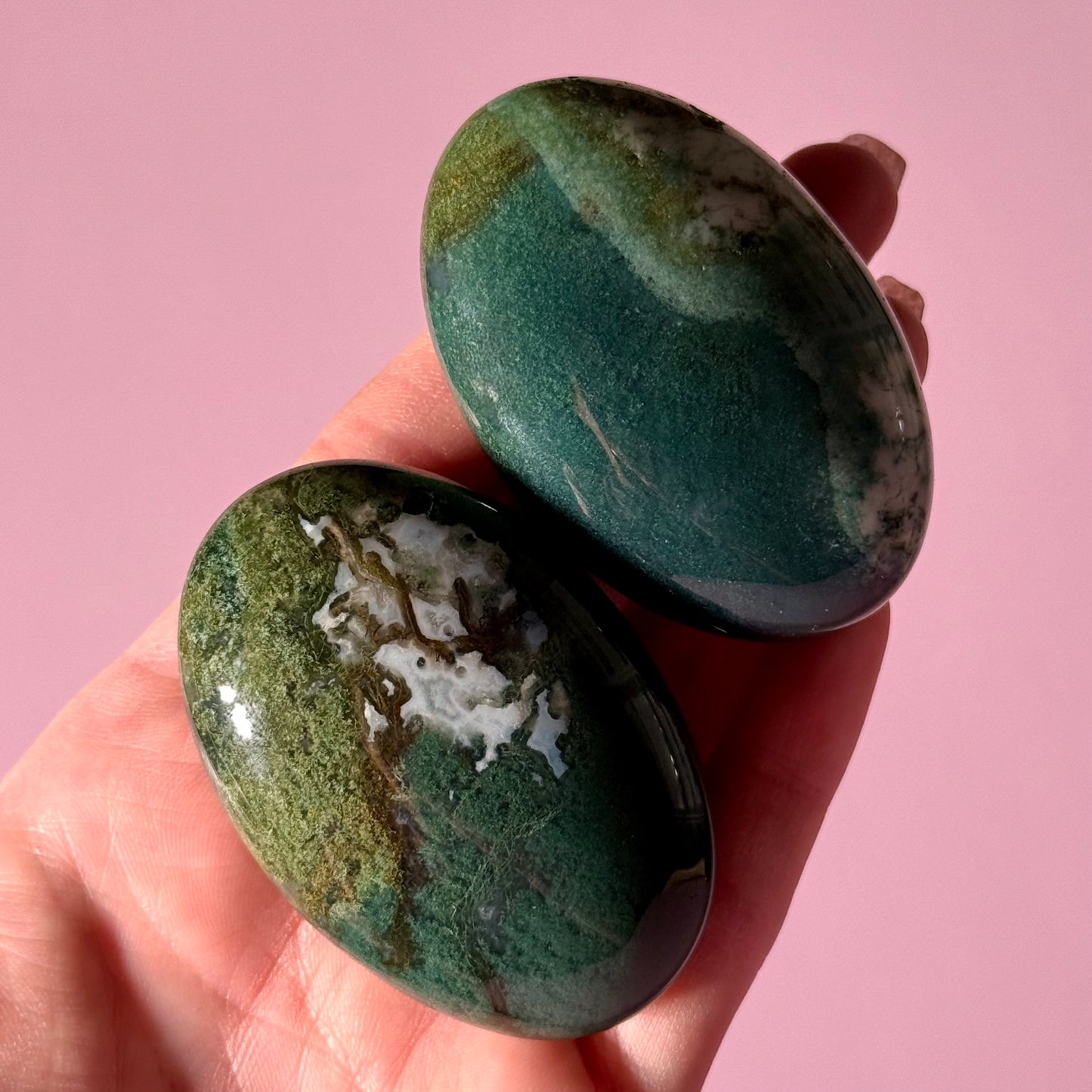 Moss Agate Palm Stone