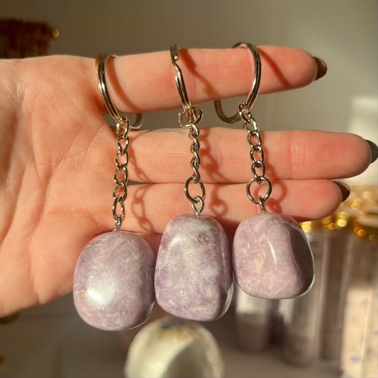 Lepidolite Crystal Keychain 