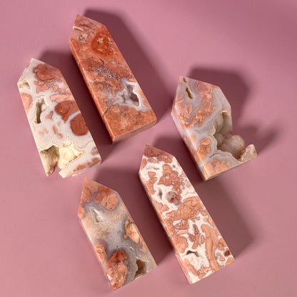 Pink Agate Four Sided Tower