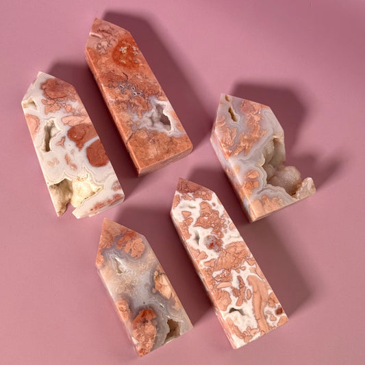 Pink Agate Four Sided Tower