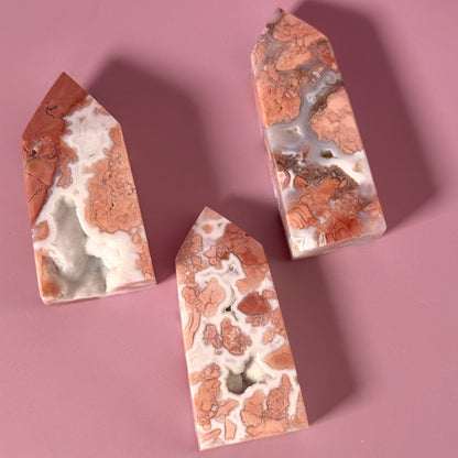 Pink Agate Four Sided Tower