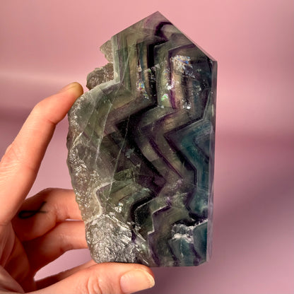 Rainbow Fluorite Raw Sided Tower