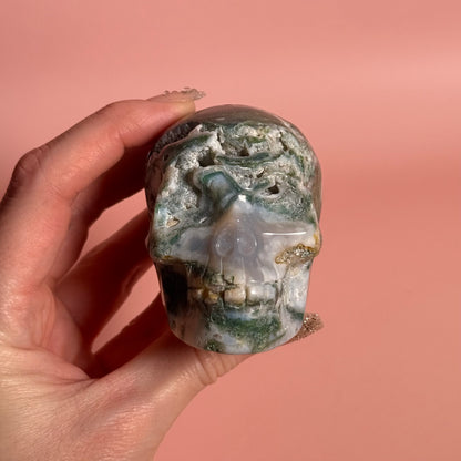 Moss Agate Skull