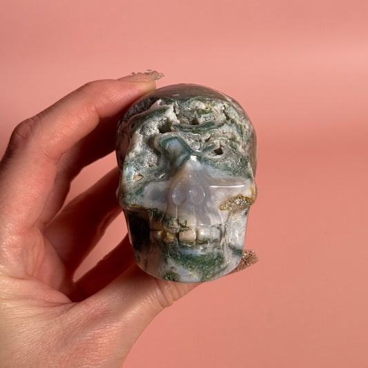 Moss Agate Skull