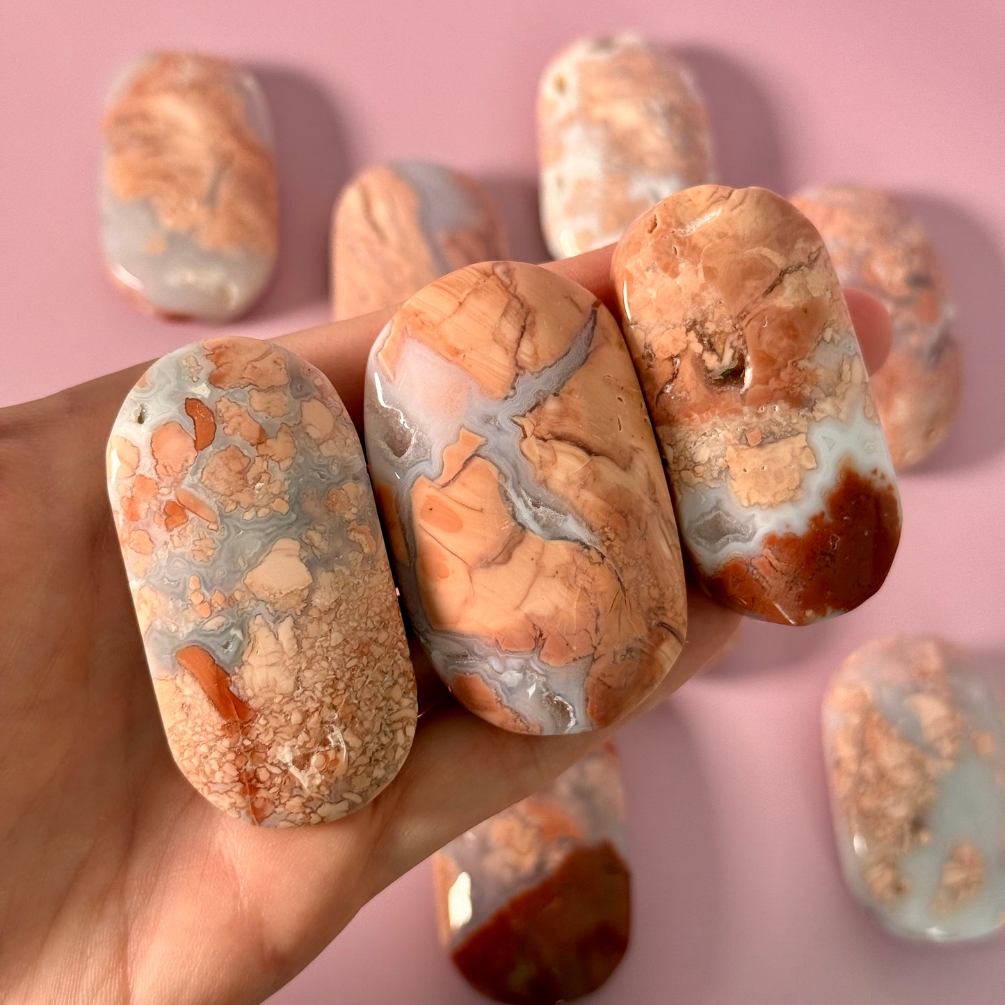 Pink Agate Palm Stone