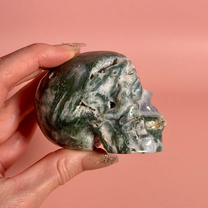 Moss Agate Skull