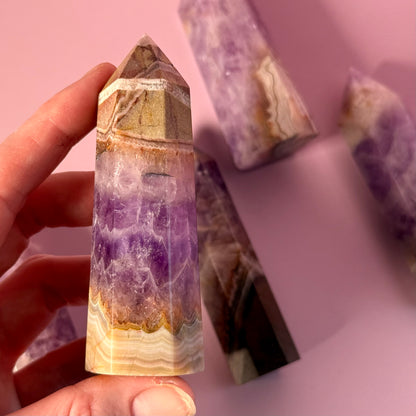 Amethyst & Agate Mixed Quartz Tower