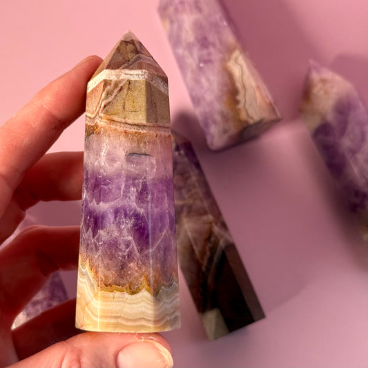 Amethyst & Agate Mixed Quartz Tower