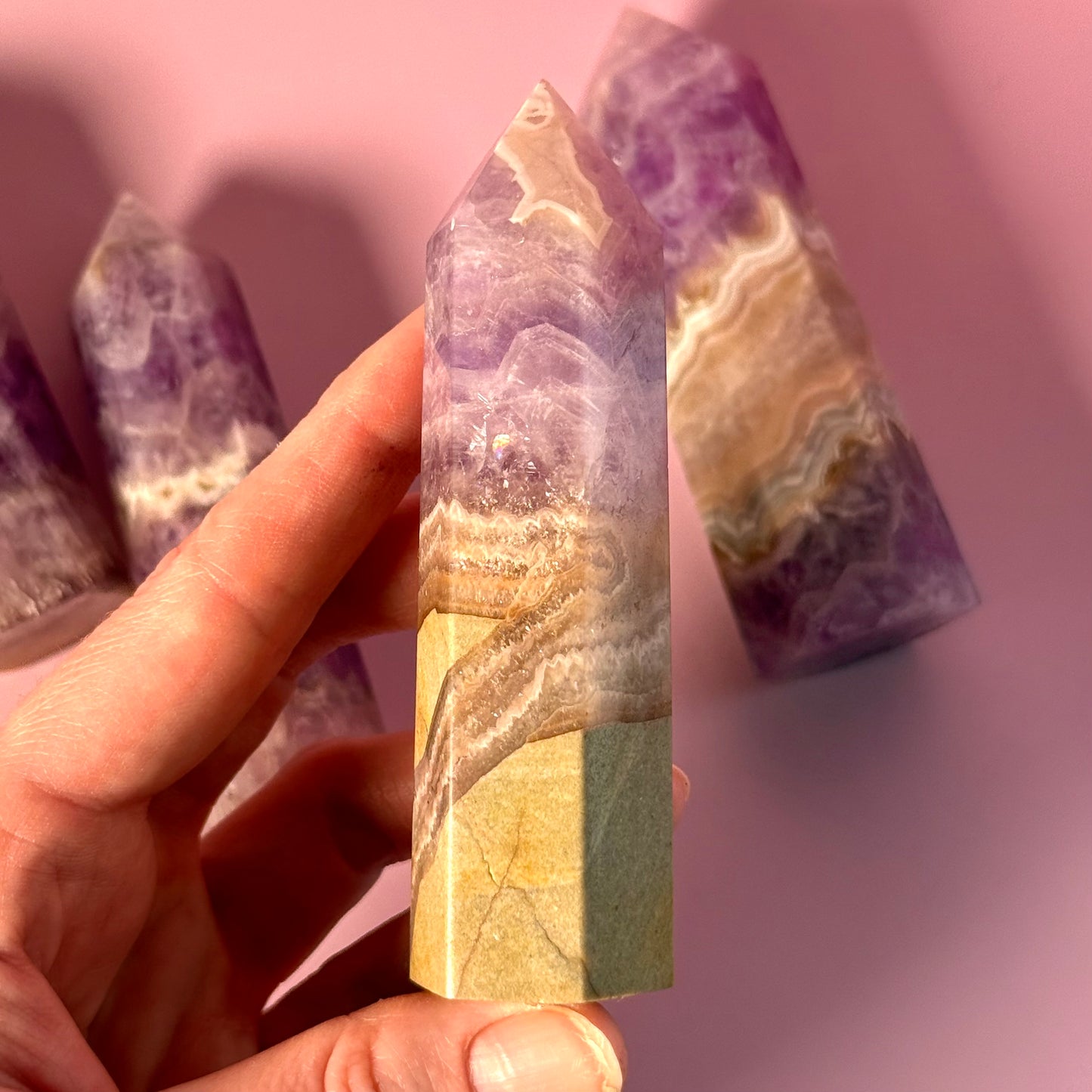 Amethyst & Agate Mixed Quartz Tower