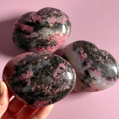Rhodonite Quartz Large Heart